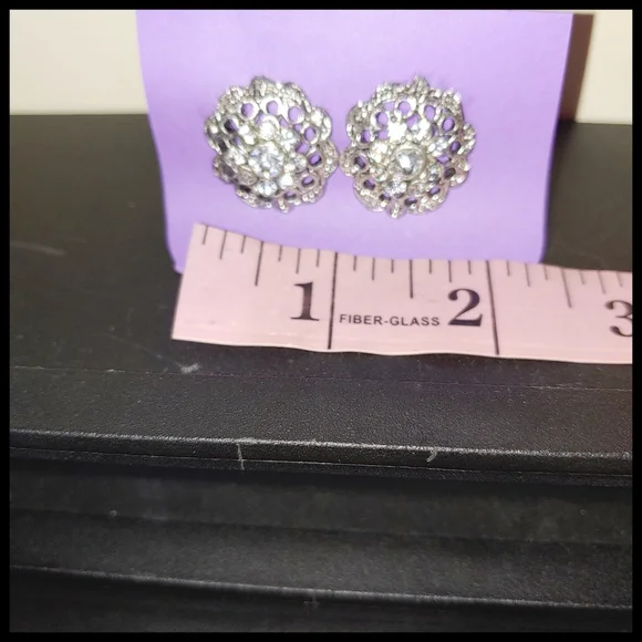 Vintage Bold Rhinestone Earrings - Picture 3 of 5